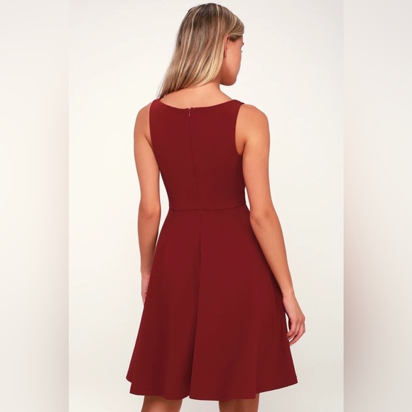Lulus fall for you burgundy skater dress sz med - Picture 4 of 12